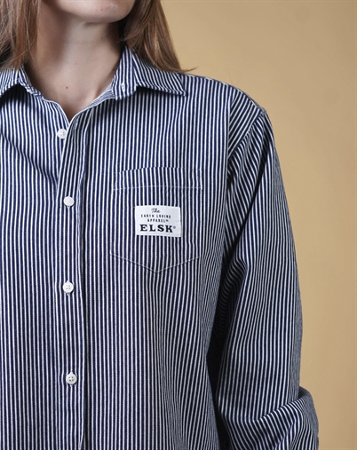  Elsk - Hickory Striped Womans Skjorte - Navy/White